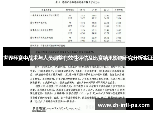 世界杯赛中战术与人员调整有效性评估及比赛结果影响研究分析实证 世界杯赛中战术与人员调整有效性评估及比赛结果影响研究分析实证